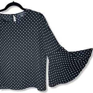 𝅺SUZY Shier Black & White Polkadot Boxy Bellsleeve Blouse